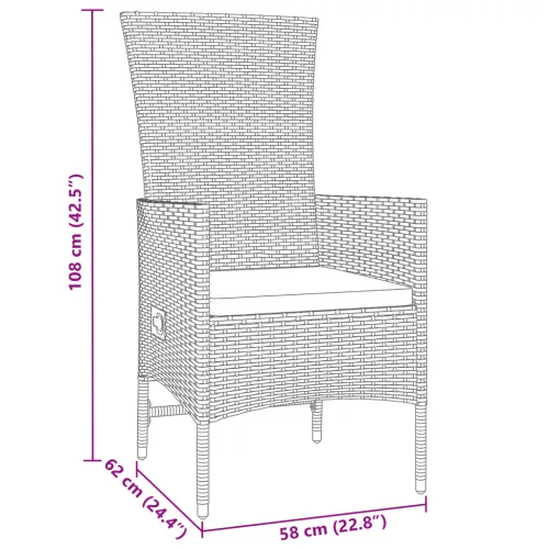  3 Darabos Kerti Étkezős Készlet Párnákkal Bézs Poli Rattan
