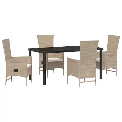  Kert étkező szett párnával 5 pcs Bézs polirattan