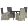  5 részes kerti étkező szett párnákkal, Szürke Polirattan