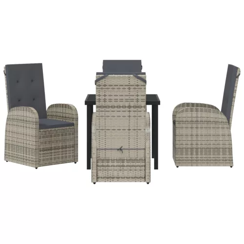  5 részes kerti étkező szett párnákkal, Szürke Polirattan