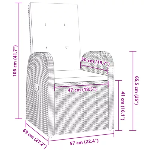  5 részes kerti étkező szett párnákkal, Szürke Polirattan