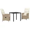  3 darabos kerti étkezőkészlet párnákkal bézs poli rattan