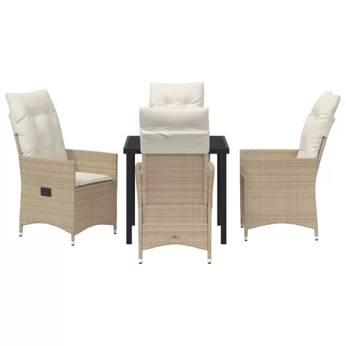  5 darabos kerti étkező szett párnákkal bézs poly rattannal