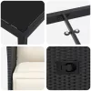  5 részes Kerti Étkező Szett Párnákkal Fekete Poli Rattan