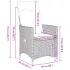  5 részes kerti étkező szett párnákkal Szürke Poli Rattan