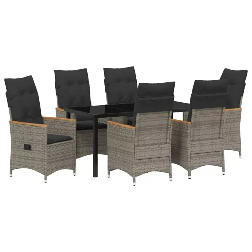  Kert étkező szett párnával 7 pcs Szürke polirattan