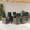  Kert étkező szett párnával 7 pcs Szürke polirattan