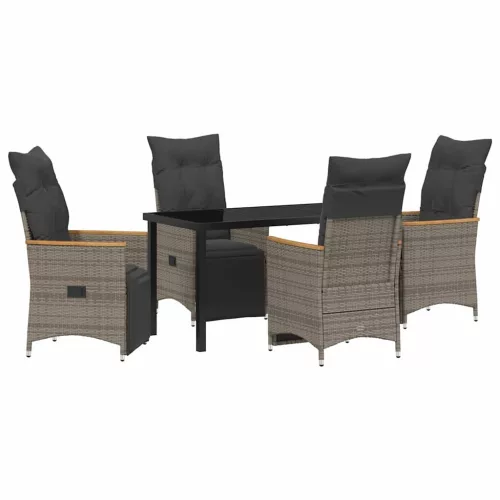  Kert étkező szett párnával 5 pcs Szürke polirattan