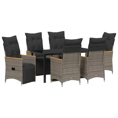  Kert étkező szett párnával 7 pcs Szürke polirattan