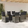  Kert étkező szett párnával 7 pcs Szürke polirattan