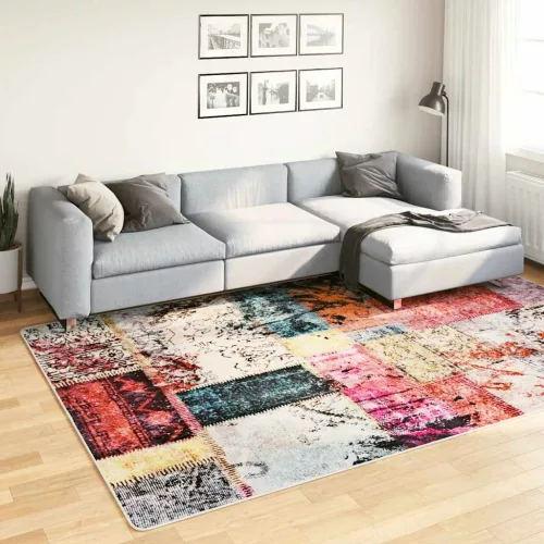  többszínű foltvarrott csúszásmentes mosható szőnyeg 190x300 cm