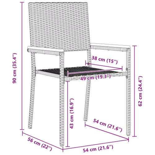  5 Részes Kerti Étkező Szürke Polirattan