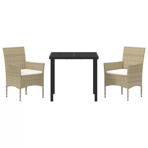  3 darabos kerti étkező szett bézs poli rattan