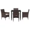  5 darabos Kerti Étkező Szett Barna Poli Rattan