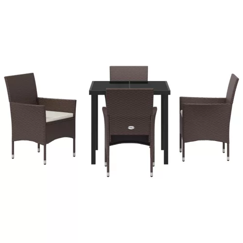  5 darabos Kerti Étkező Szett Barna Poli Rattan