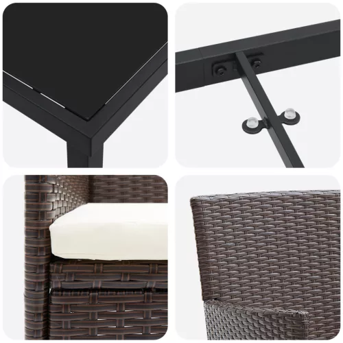  5 darabos Kerti Étkező Szett Barna Poli Rattan