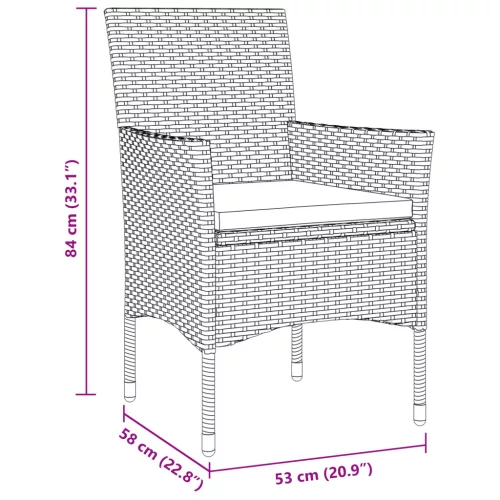  5 darabos Kerti Étkező Szett Barna Poli Rattan
