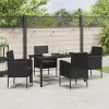  Kert étkező szett párnával 5 pcs Fekete polirattan