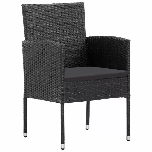  Kert étkező szett párnával 5 pcs Fekete polirattan