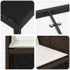  5 darabos kerti étkező szett párnákkal, barna polirattan