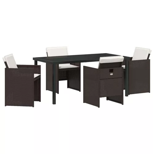  Kert étkező szett párnával 5 pcs Barna polirattan