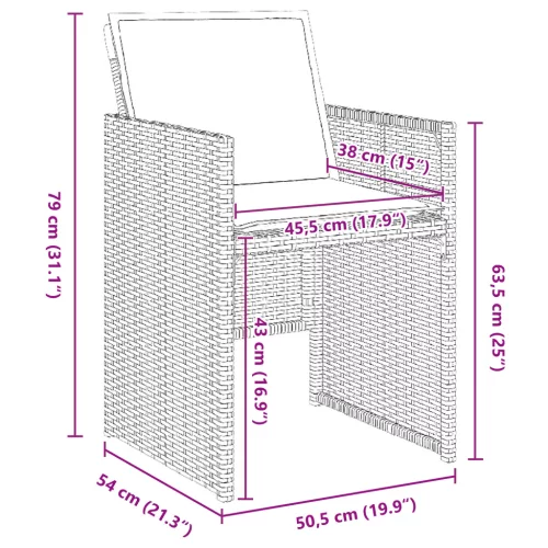  5 darabos kerti étkező szett párnákkal bézs polirattanban