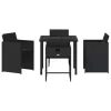  5 darabos kertészeti étkezőkészlet párnákkal fekete poli rattan