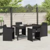  Kert étkező szett párnával 5 pcs Fekete polirattan