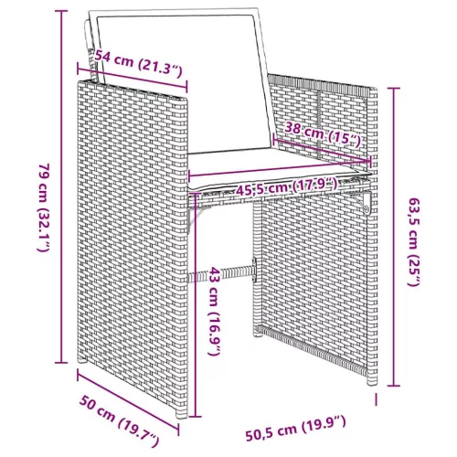  Kert étkező szett párnával 5 pcs Szürke polirattan