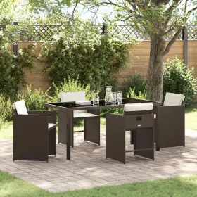 Kert étkező szett párnával 5 pcs Barna polirattan