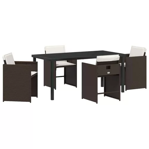  Kert étkező szett párnával 5 pcs Barna polirattan