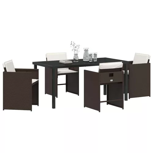  Kert étkező szett párnával 5 pcs Barna polirattan