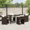  Kert étkező szett párnával 5 pcs Barna polirattan
