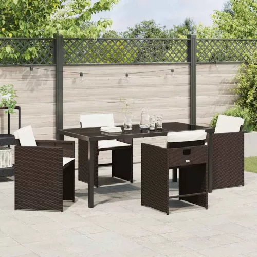  Kert étkező szett párnával 5 pcs Barna polirattan