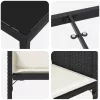  5 Darabos Kerti Étkező Szett Párnákkal Fekete Poli Rattan