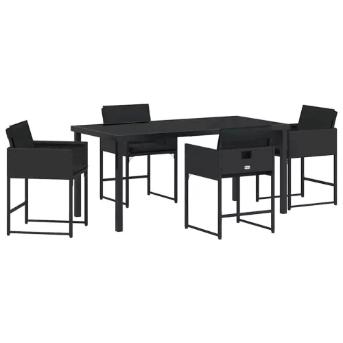  Kert étkező szett párnával 5 pcs Fekete polirattan