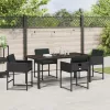  Kert étkező szett párnával 5 pcs Fekete polirattan