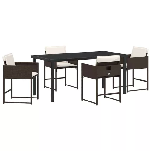 Kert étkező szett párnával 5 pcs Barna polirattan