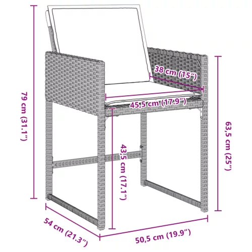 5 részes Kerti Étkezős Szett Párnákkal Világosszürke Poli Rattan