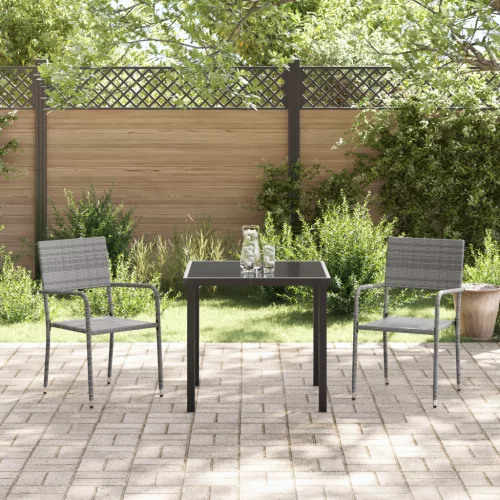  3 részes kerti étkező szett szürke polirattan