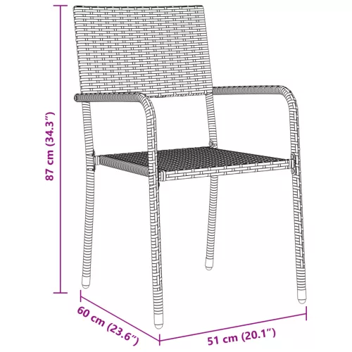  3 részes kerti étkező szett szürke polirattan