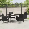  Kert étkező szett párnával 5 pcs Fekete polirattan