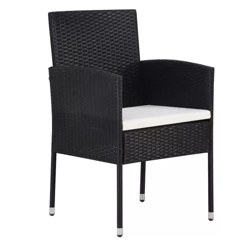  Kert étkező szett párnával 5 pcs Fekete polirattan