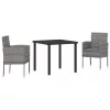 3 részes kertibútor szett párnákkal, szürke, polirattan