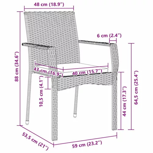  Kert étkező szett párnával 7 pcs Szürke polirattan