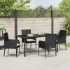  Kert étkező szett párnával 5 pcs Fekete polirattan