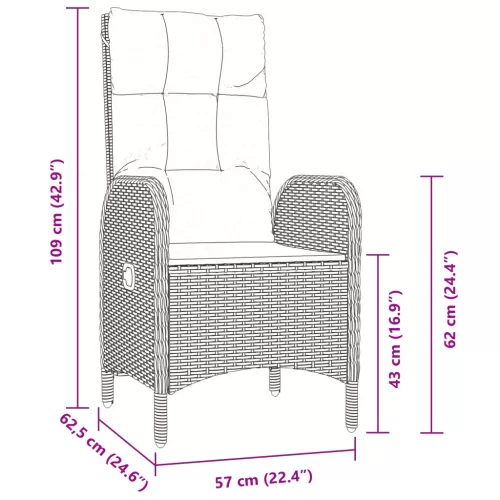  5 Darabos Kerti Étkező Készlet Fekete Poli Rattan