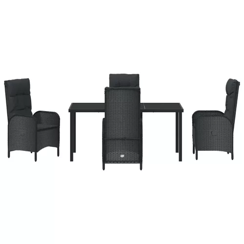 Kert étkező szett párnával 5 pcs Fekete polirattan