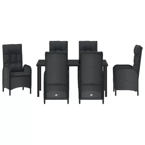  Kert étkező szett párnával 7 pcs Fekete polirattan