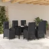  Kert étkező szett párnával 7 pcs Fekete polirattan